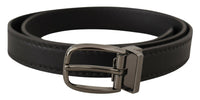 Thumbnail for Elegant Black Leather Belt with Metal Buckle