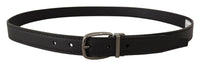 Thumbnail for Elegant Black Leather Belt with Metal Buckle