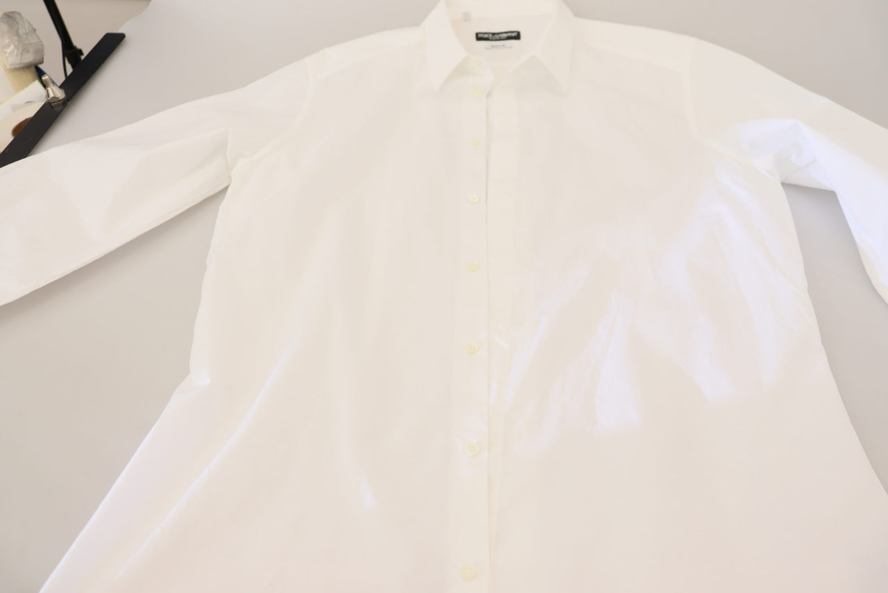 White Cotton Slim Fit Formal Dress GOLD Shirt