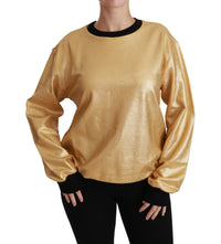 Thumbnail for Elegant Gold Crew Neck Cotton Sweater