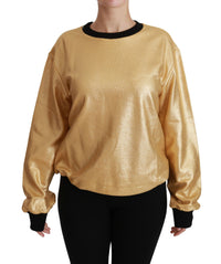 Thumbnail for Elegant Gold Crew Neck Cotton Sweater