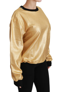 Thumbnail for Elegant Gold Crew Neck Cotton Sweater