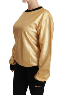 Thumbnail for Elegant Gold Crew Neck Cotton Sweater