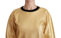 Thumbnail for Elegant Gold Crew Neck Cotton Sweater