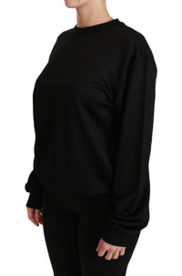 Thumbnail for Elegant Black Cotton Crew Neck Pullover Sweater