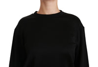 Thumbnail for Elegant Black Cotton Crew Neck Pullover Sweater