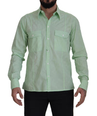 Thumbnail for Mint Green Slim Fit Casual Button-Down Shirt