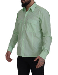 Thumbnail for Mint Green Slim Fit Casual Button-Down Shirt