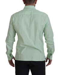 Thumbnail for Mint Green Slim Fit Casual Button-Down Shirt