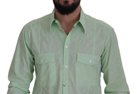 Thumbnail for Mint Green Slim Fit Casual Button-Down Shirt