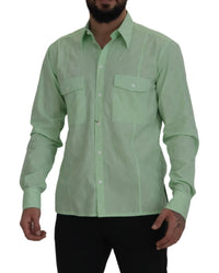 Thumbnail for Mint Green Slim Fit Casual Button-Down Shirt