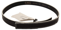 Thumbnail for Chic Black Leather Fashion Belt with White Accents