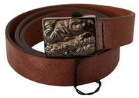 Thumbnail for Chic Solid Brown Waist Belt with Logo Buckle