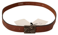 Thumbnail for Chic Solid Brown Waist Belt with Logo Buckle