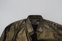 Thumbnail for Elegant Gold Slim Fit Shirt with Crown Embroidery