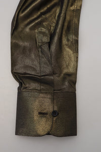 Thumbnail for Elegant Gold Slim Fit Shirt with Crown Embroidery