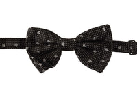 Thumbnail for Elegant Black Silk Polka Dot Bow Tie