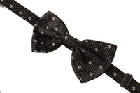 Thumbnail for Elegant Black Silk Polka Dot Bow Tie