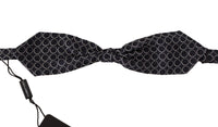 Thumbnail for Elegant Black and White Silk Bow Tie