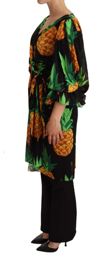 Thumbnail for Vibrant Pineapple Draped Wrap Dress