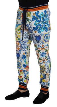 Thumbnail for Multicolored Majolica Print Gym Sweatpants