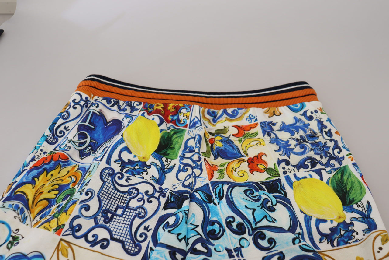 Multicolored Majolica Print Gym Sweatpants