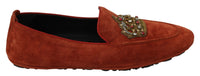 Thumbnail for Elegant Orange Leather Moccasin Slippers