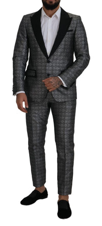 Thumbnail for Elegant Silver Patterned Slim Fit Suit