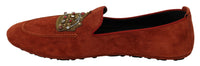 Thumbnail for Elegant Orange Leather Moccasin Slippers