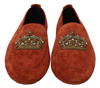 Thumbnail for Elegant Orange Leather Moccasin Slippers