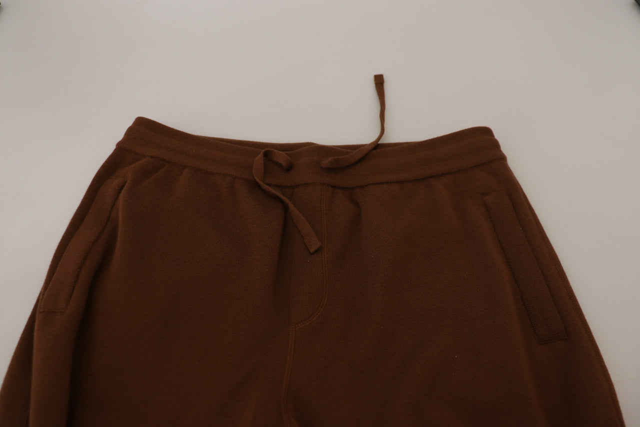 Brown Cashmere Men Drawstring Jogger Pants