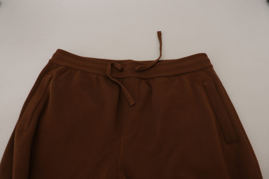 Brown Cashmere Men Drawstring Jogger Pants