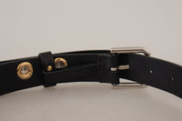 Thumbnail for Chic Black Leather Belt with Engraved Buckle