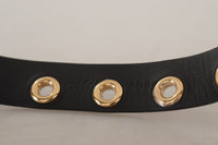 Thumbnail for Chic Black Leather Belt with Engraved Buckle