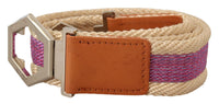 Thumbnail for Multicolor Leather Silver Hexagon Logo Buckle Belt