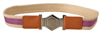 Thumbnail for Multicolor Leather Silver Hexagon Logo Buckle Belt