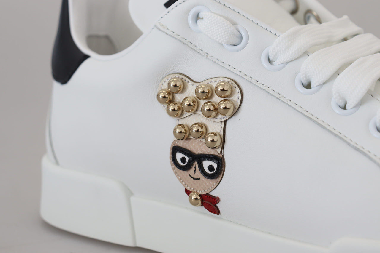 White Logo Patch Embellished Sneakers Shoes