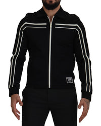 Thumbnail for Elegant Full Zip Black and White Sweater