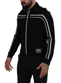 Thumbnail for Elegant Full Zip Black and White Sweater