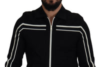 Thumbnail for Elegant Full Zip Black and White Sweater