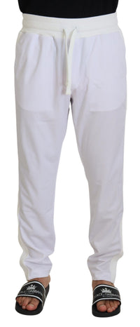 Thumbnail for White Polyester Crown Logo Jogger Pants