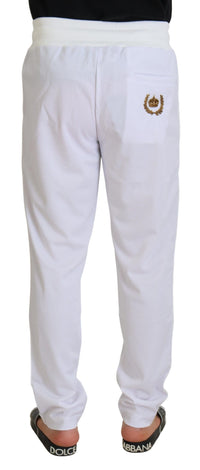 Thumbnail for White Polyester Crown Logo Jogger Pants