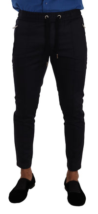 Thumbnail for Elegant Dark Blue Skinny Jogging Pants