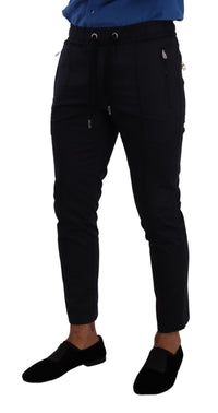 Thumbnail for Elegant Dark Blue Skinny Jogging Pants