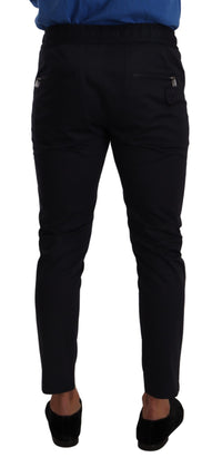 Thumbnail for Elegant Dark Blue Skinny Jogging Pants