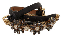 Thumbnail for Elegant Crystal Daisy Chain Leather Belt