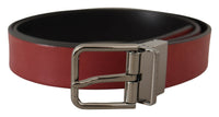 Thumbnail for Elegant Maroon Leather Belt with Silver Tone Buckle