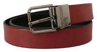 Thumbnail for Elegant Maroon Leather Belt with Silver Tone Buckle