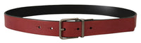 Thumbnail for Elegant Maroon Leather Belt with Silver Tone Buckle