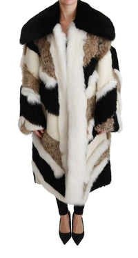 Thumbnail for Elegant Multicolor Shearling Cape Coat